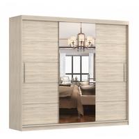 SCHWEBETÜRENSCHRANK Alba Sonoma Eiche/Sonoma Eiche + Spiegel, ohne LED Beleuchtung 250 cm - Alufarben/Sonoma Eiche, Glas/Holzwerkstoff (250/218/61cm) - imoebel24