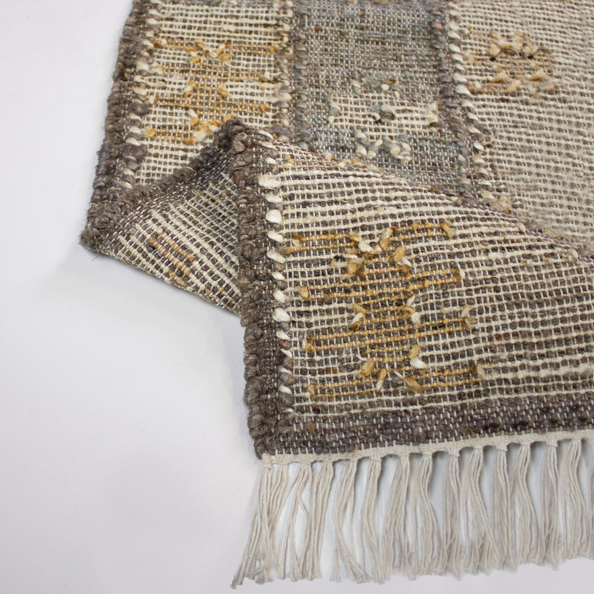 NATURTEPPICH handgewebt mit Fransen BERMEO, im Vintage-Stil, Natur, 140 x 200 cm - Beige, Textil (200/140cm) - KADIMA DESIGN