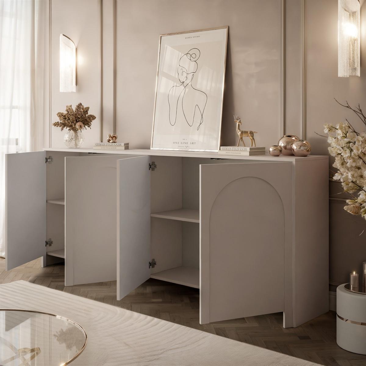 SIDEBOARDS ARIADNA Kaschmir viertürig - Kaschmir, Holzwerkstoff (204/83/35cm)