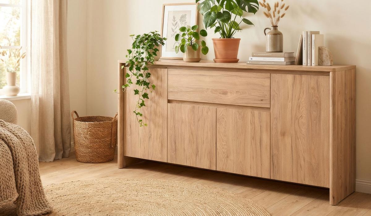 SIDEBOARD Hickory Walnuss 164 x 85 cm, Kommode mit viel Stauraum - Walnussfarben, Holzwerkstoff (164/85/40cm) - Furn.Design