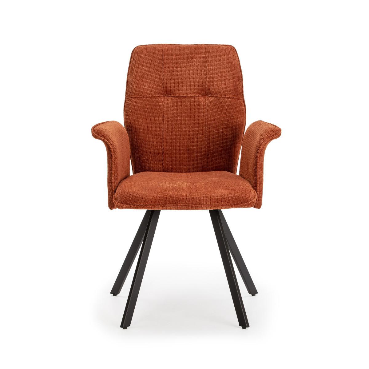 SESSEL (Set aus 2) aus stoff mit schwarzen metallbeinen - mery 62/60/47 cm - Orange, Textil (60/47/62cm) - Calicosy