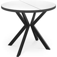 ESSTISCH Vincento runder ausziehbar, Weiß 100-180/100/76 cm - Schwarz/Weiß, Holzwerkstoff/Metall (100/180/76cm) - WFL GROUP