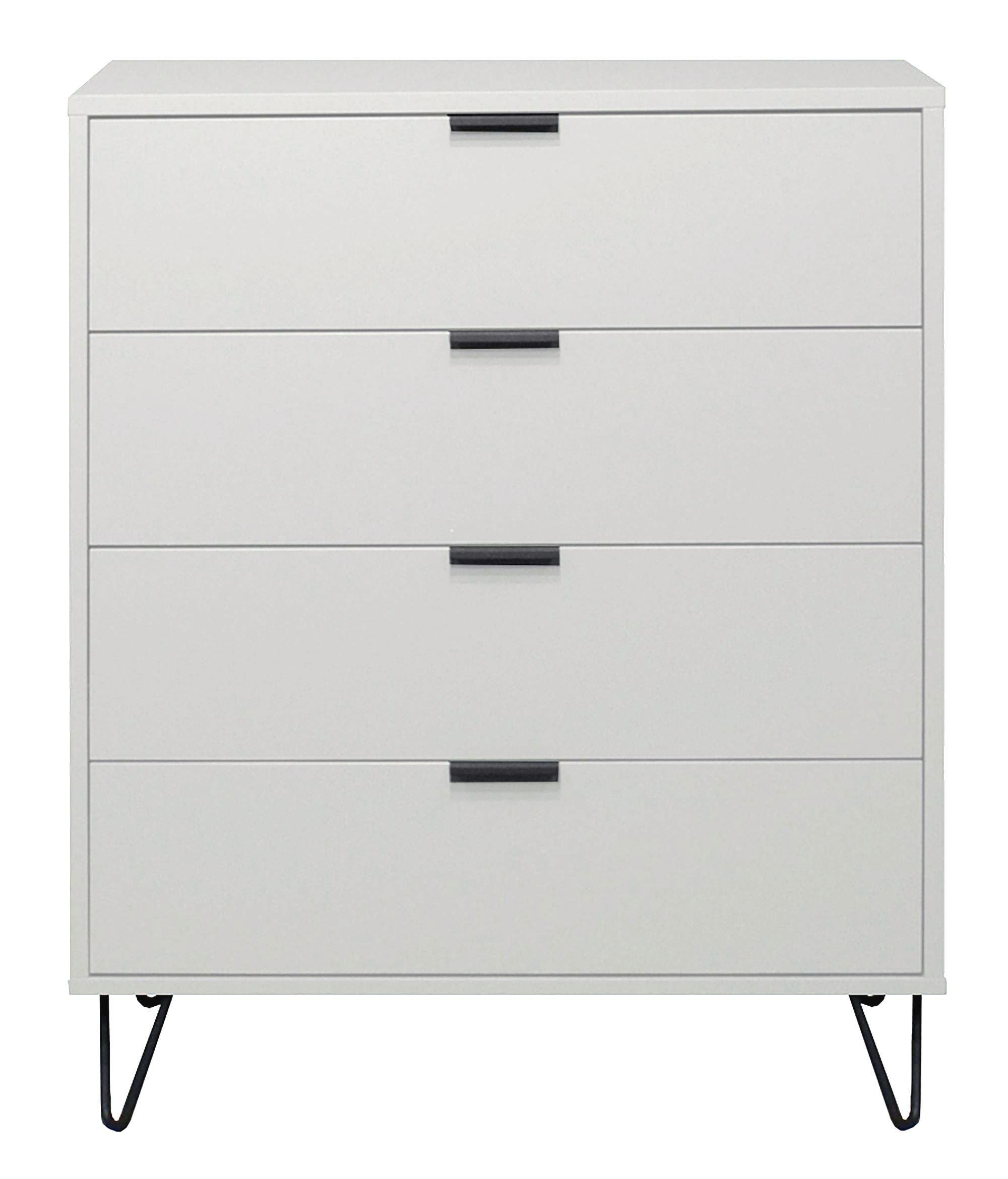 KOMMODE Erna 81x45x102 Kreidegrau matt Lack - Hellgrau, Holzwerkstoff (81/102/45cm) - 58aufmkessel