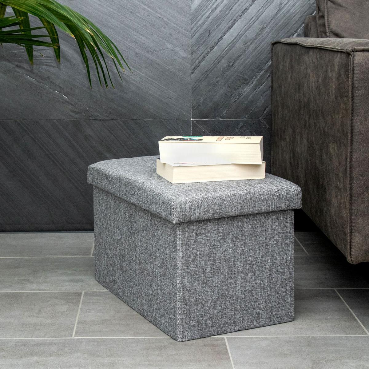 SITZBANK Faltbar mit Stauraum 49/30/30 cm (Grau) - Grau, Textil (30/30/49cm) - Intirilife