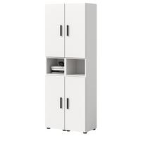 STAURAUMSCHRANK weiß 65 x 178 cm, Mehrzweckschrank mit viel Stauraum - Schwarz/Weiß, Holzwerkstoff/Kunststoff (65/178/34cm) - Inn.Furn