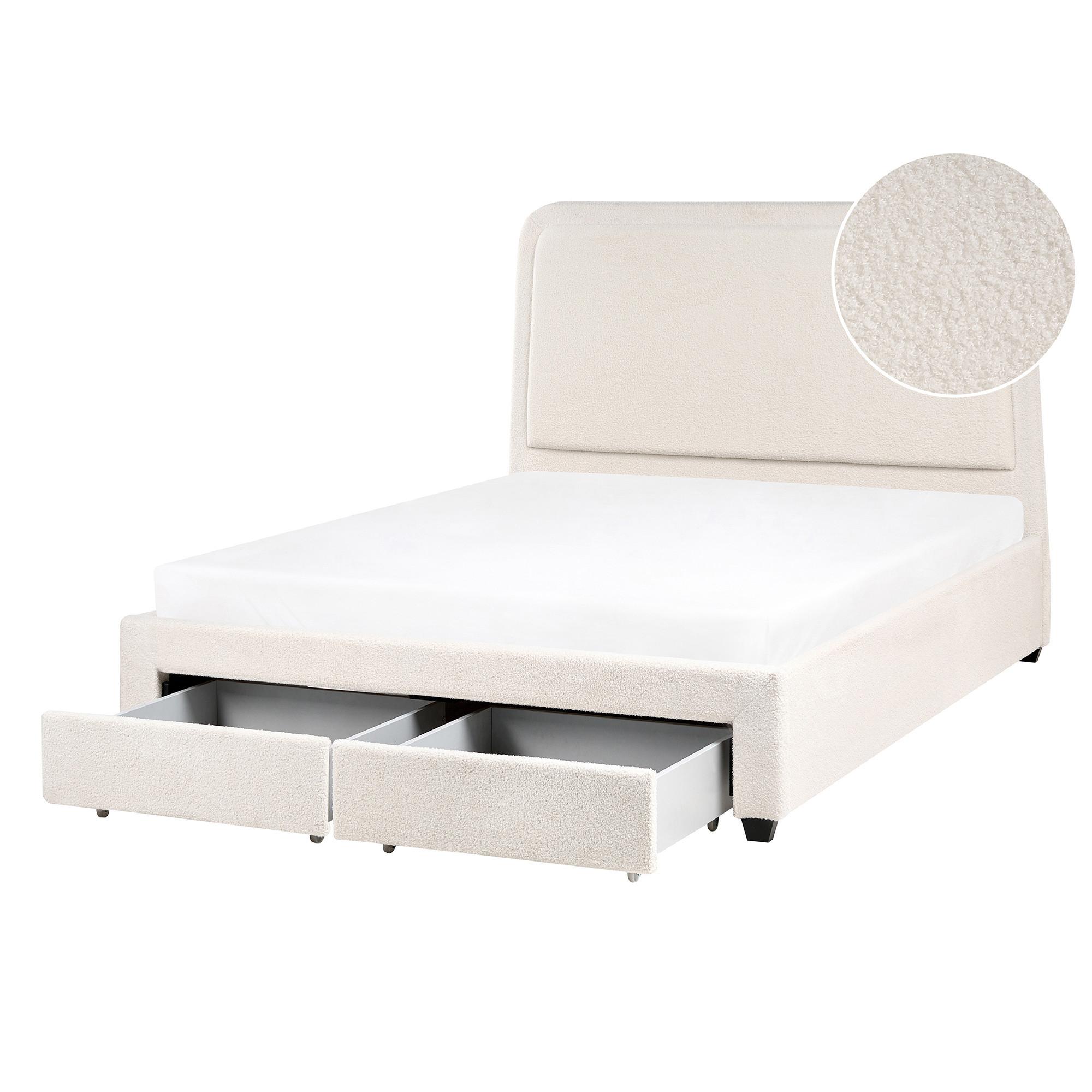 BETT 140/200 cm Cremeweiß Sardent - Schwarz/Weiß, Textil (140/200cm) - Beliani