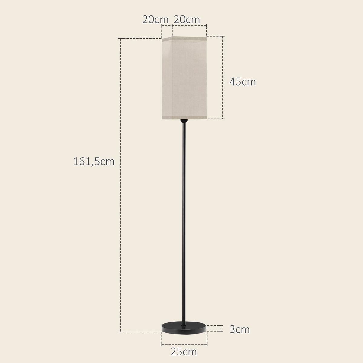 MODERNE Stehlampe mit Kunstleinen-Schirm, Fußschalter, für Wohnzimmer Schwarz - Schwarz, Kunststoff (25/25/161.5cm) - HOMCOM
