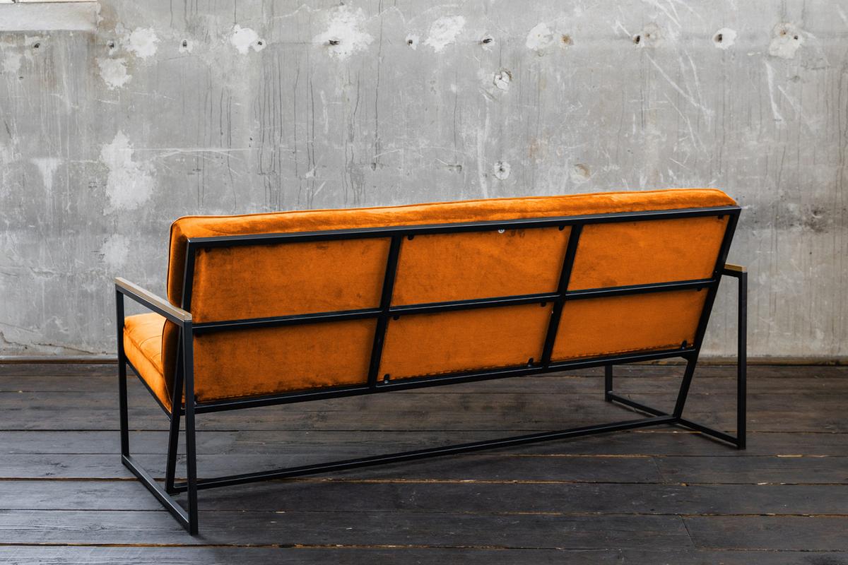 POLSTERBANK ARLY Orange Velvet - Cognac/Orange, Textil (173/80/77cm) - KAWOLA