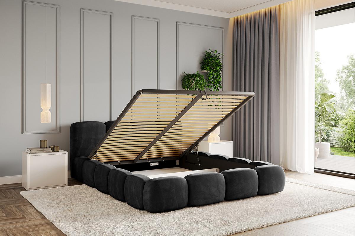POLSTERBETT mit Bettkasten und Lattenrost, Boxbett ohne Matratze - KALA-v1 180x200 Schwarz - Schwarz, Holzwerkstoff/Textil (180/200cm) - ALTDECOR