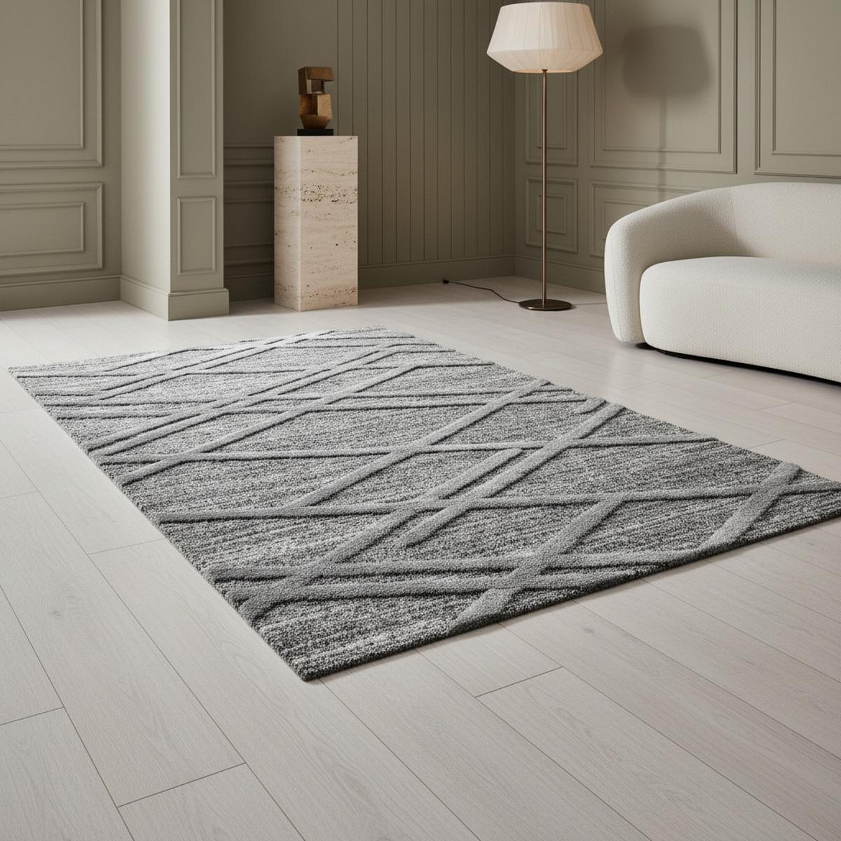 HOCHFLORTEPPICH EISACK, im Boho-Stil, aus Polypropylen, Grau, 280 x 370 cm - Grau, Textil (370/280cm) - KADIMA DESIGN