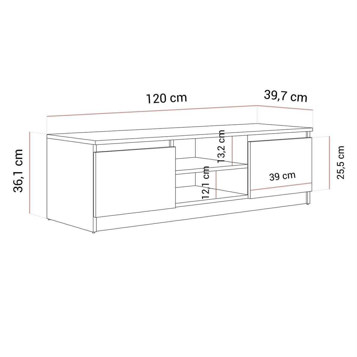 LOWBOARD HANA 120 cm Schwarz matt - Schwarz, Holzwerkstoff (120/36/40cm) - Lookway