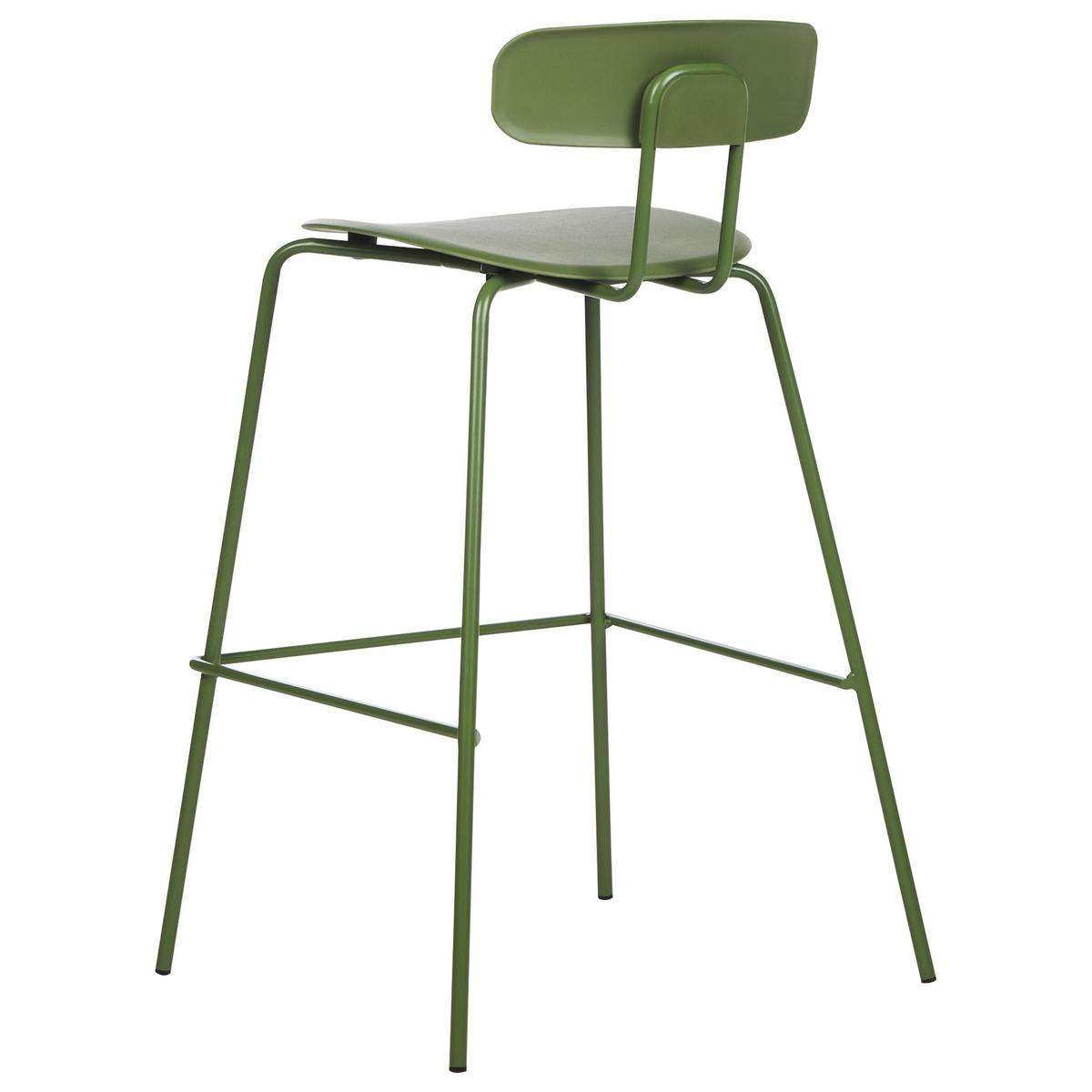 BARSTUHL 2er-Set Kunststoff/Metall olivgrün Sibley - Grün, Kunststoff (53/95/52cm) - Beliani