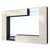 WOHNWAND Mirage Front in Creme Hochglanz - Creme, Holzwerkstoff (262/182.5/39cm) - Vladon