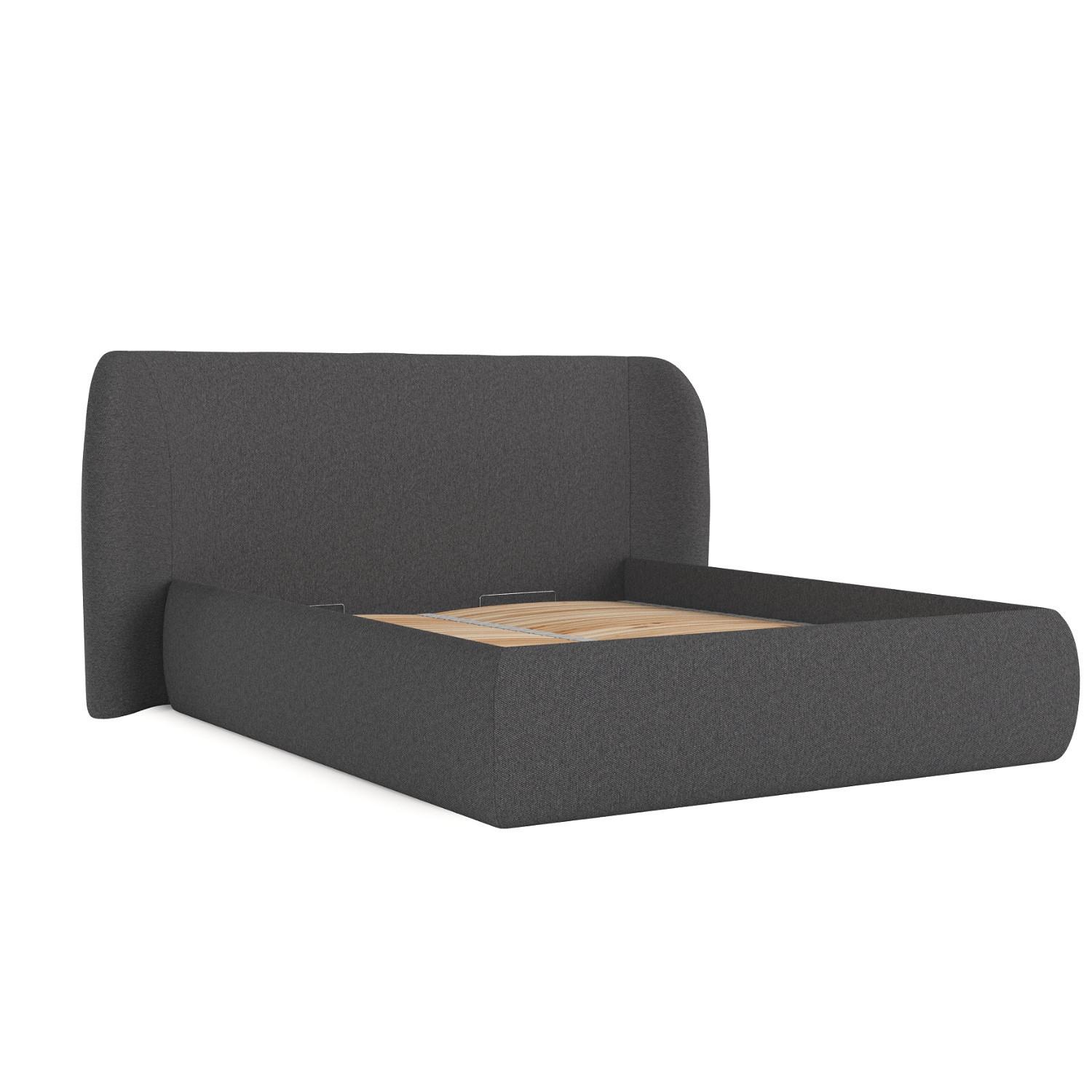 POLSTERBETT Bellano mit Stauraum 160/200 cm Anthrazit im Megan Stoff - Anthrazit/Schwarz, Holz/Holzwerkstoff (160/200cm) - AltaBeds