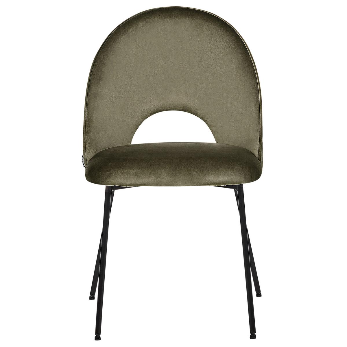 ESSZIMMERSTUHL 2er-Set Samtstoff grün Covelo - Schwarz/Grün, Textil (46/84/45cm) - Beliani