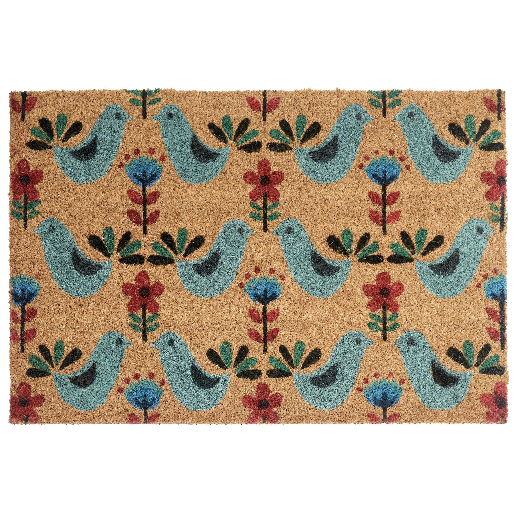 FUSSMATTE Bunt 40/60 cm Vogel Kokosfasern Tanana - Multicolor, Textil (40/60cm) - Beliani