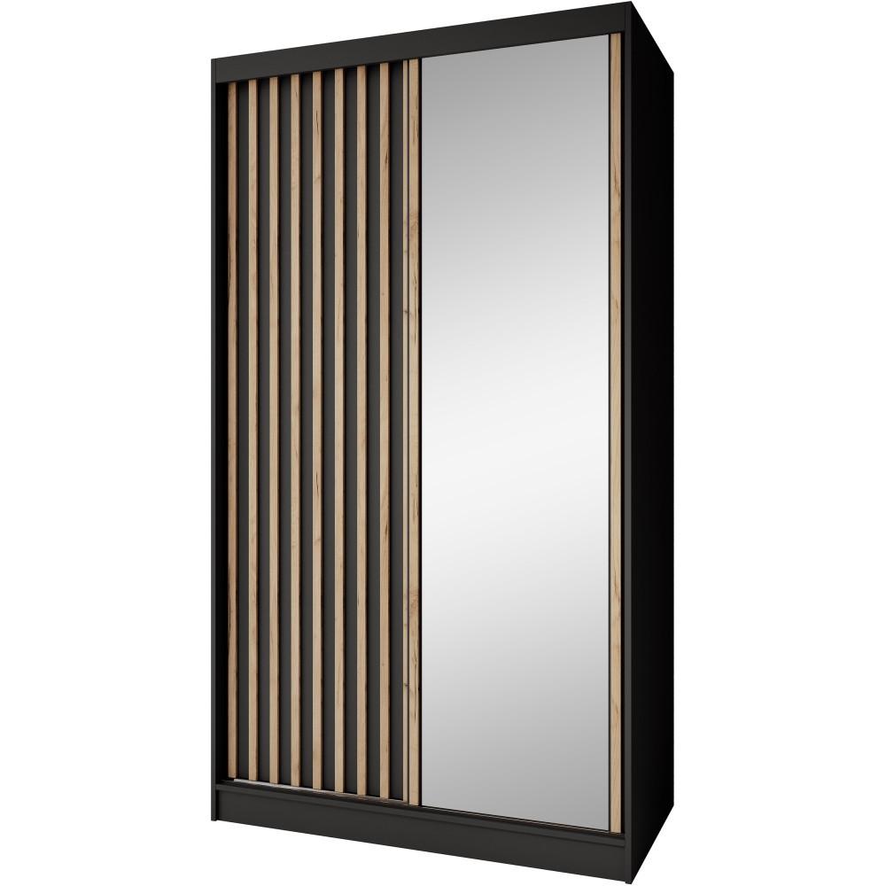 SCHWEBETÜRENSCHRANK Donatello mit 2 Türen. 120 cm, Schwarz+eiche Artisan - Schwarz/Eiche Artisan, Holzwerkstoff (120/205/60cm) - Beautysofa