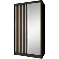 SCHWEBETÜRENSCHRANK Donatello mit 2 Türen. 120 cm, Schwarz+eiche Artisan - Schwarz/Eiche Artisan, Holzwerkstoff (120/205/60cm) - Beautysofa