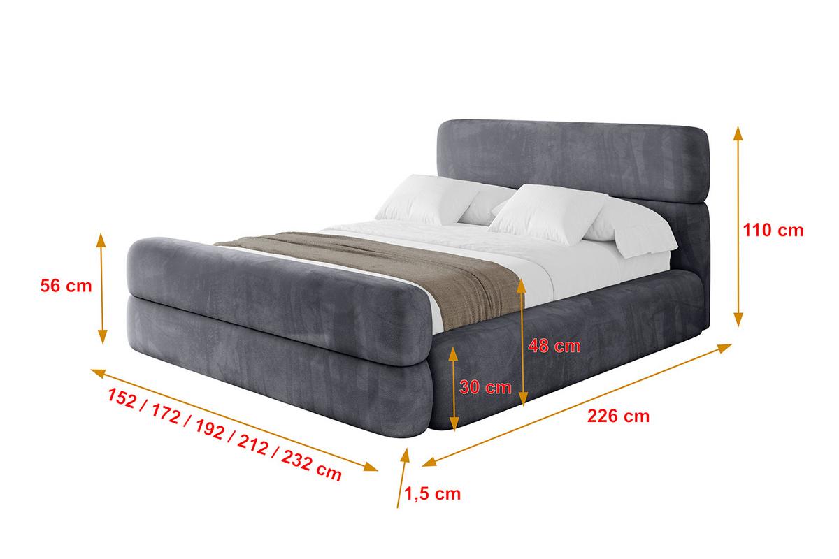 POLSTERBETT mit Bettkasten, Fußteil und Lattenrost, Boxbett ohne Matratze - ENORA-Z 180x200 Dunkelgrau - Dunkelgrau, Holzwerkstoff/Textil (180/200cm) - ALTDECOR