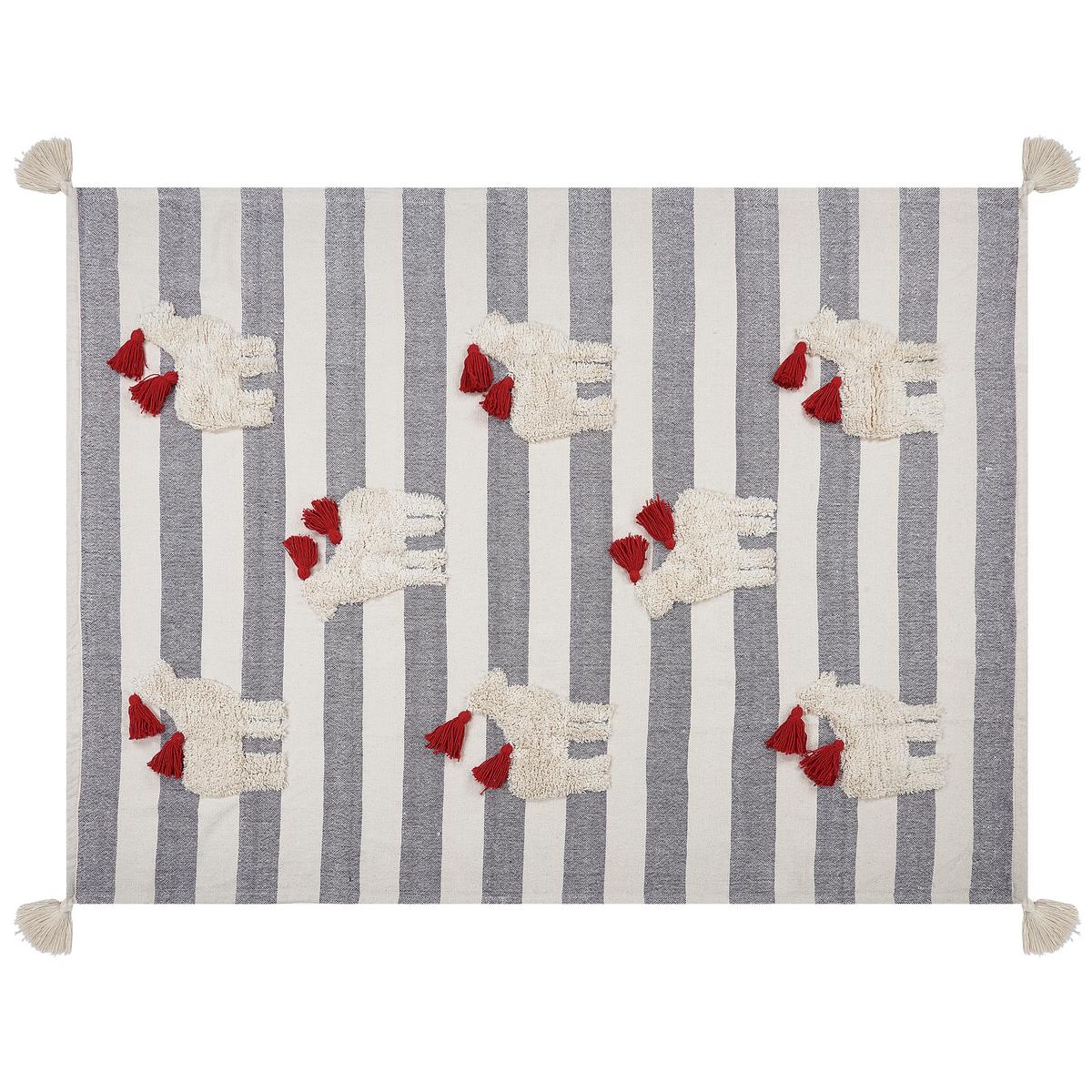 DECKE Weiß Namtar 125/150 cm - Weiß, Naturmaterialien/Textil (125/150cm) - Beliani