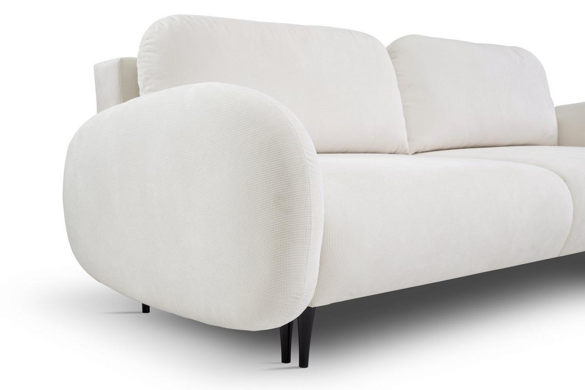 BETTSOFA AGIO Creme Velours-Stoff mit Schlaffunktion - Creme, Holz (232/95/109cm) - MASSENO