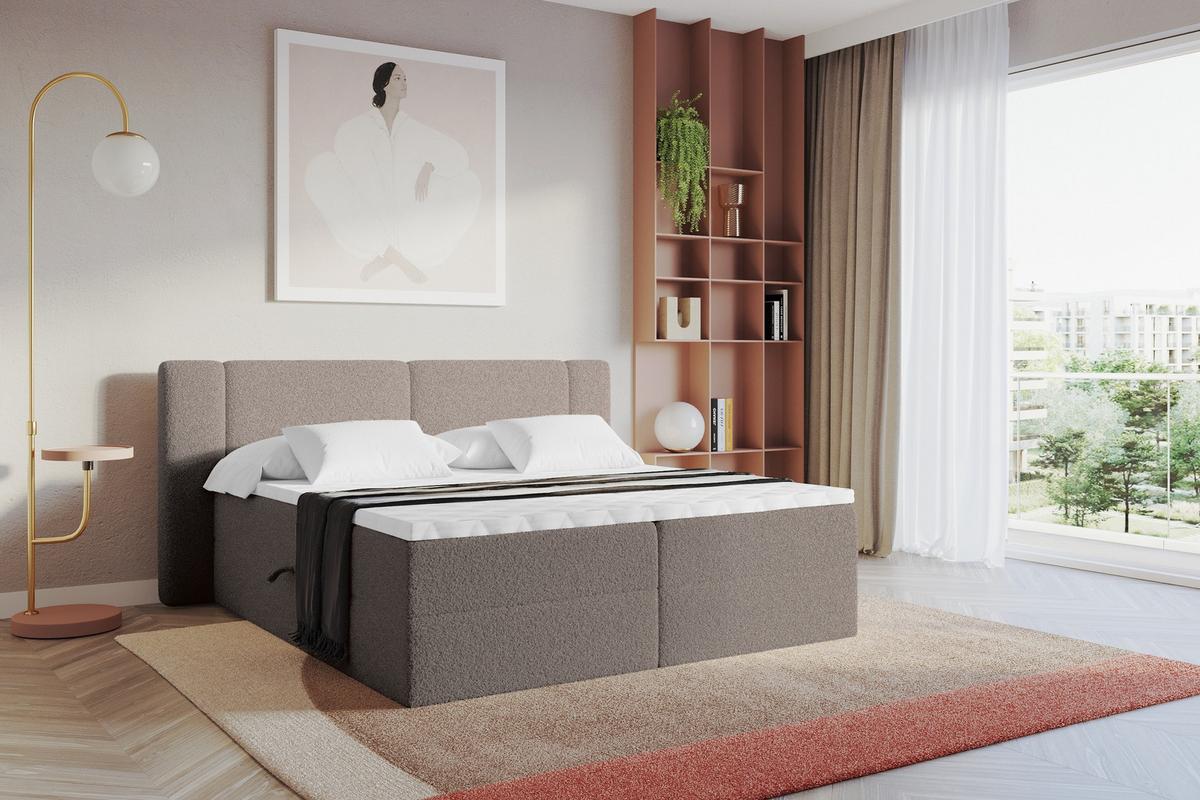 BOXBETT mit Matratze H3 - EVON - 180x200 cm Braun - Braun, Holzwerkstoff (180/200cm) - ALTDECOR