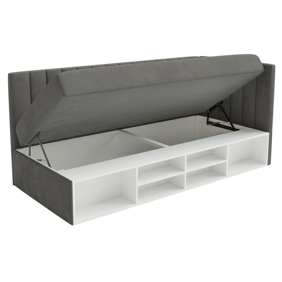 JUGENDBETT Ventrio Dunkelgrau Easy-Clean-Samtbezug 90x200 cm - Dunkelgrau, Holz/Textil (90/200cm) - Selsey