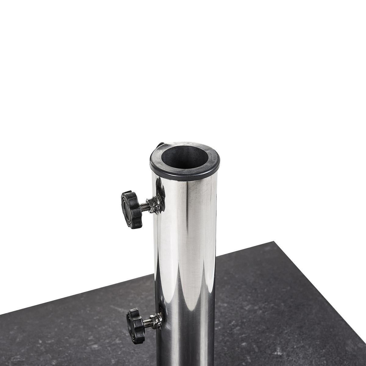 SONNENSCHIRMSTÄNDER Granit/Edelstahl schwarz 45/45 cm Ceggia - Silberfarben/Schwarz, Stein (45/45cm) - Beliani