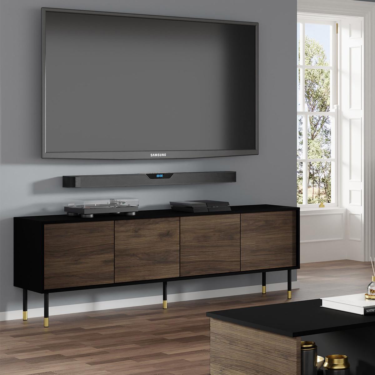 TV-MÖBEL Rani Holz und Schwarz - Schwarz, Holzwerkstoff (180/60/40cm) - Petits-meubles