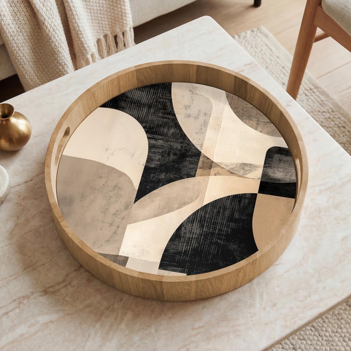 TABLETT Abstrakt - Formen - Modern - Beige 40x40 cm - Beige, Holz (40/5/5cm) - OnlyWow