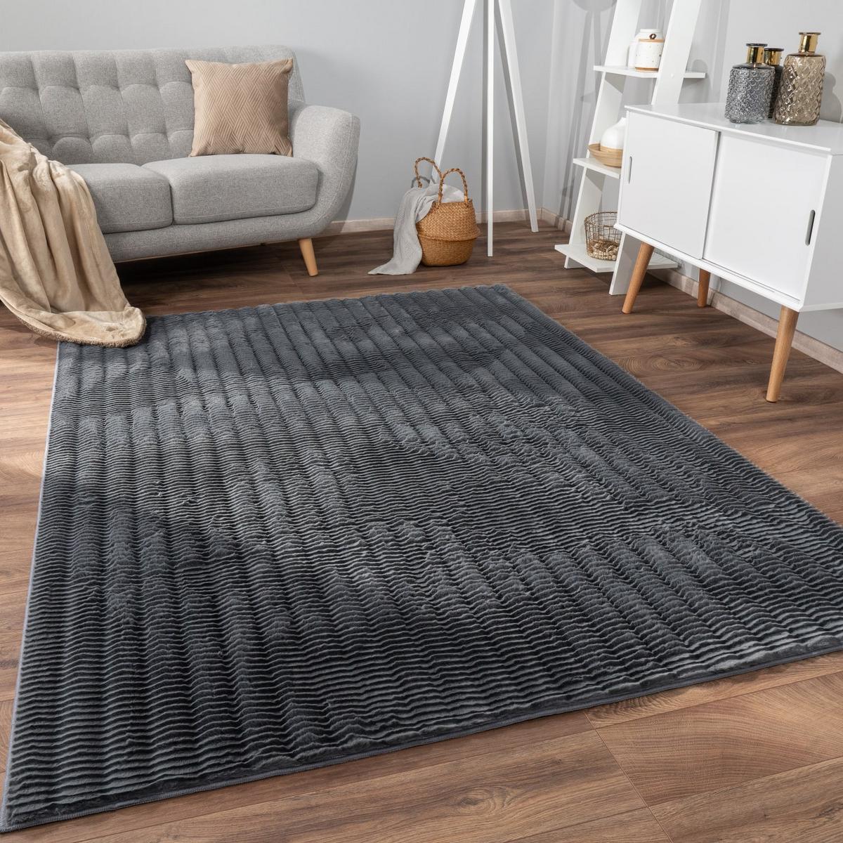 HOCHFLORTEPPICH, mit Struktur, Florhöhe 23 mm, Anthrazit, 80 x 150 cm - Anthrazit, Textil (150/80cm) - KADIMA DESIGN