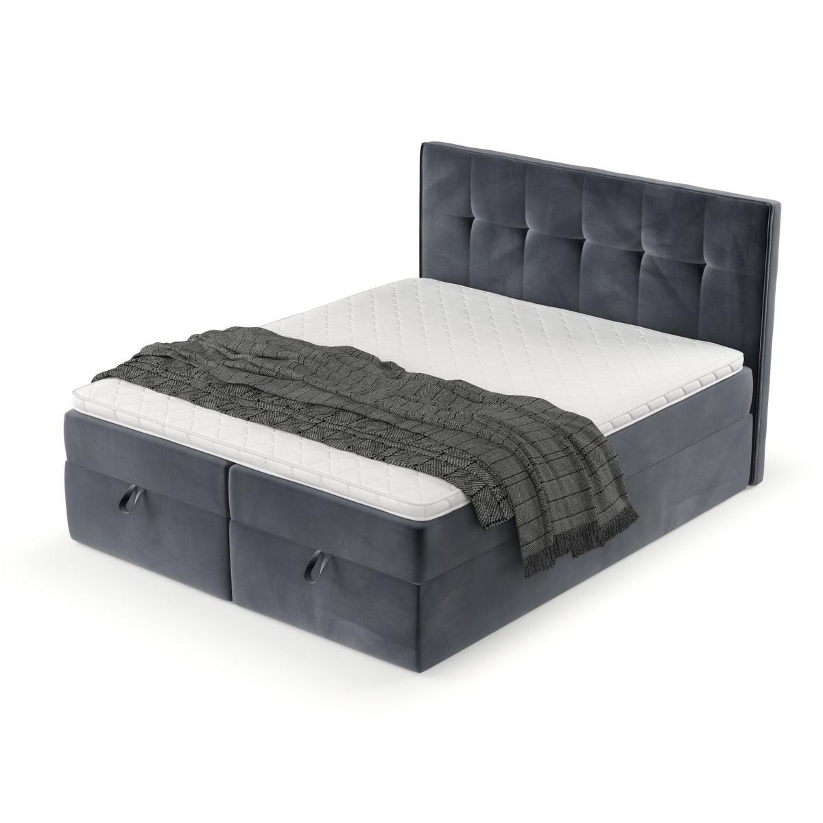 BOXBETT Tivra 160/200 cm Dunkelgrau im Kronos Stoff - Dunkelgrau/Schwarz, Holz/Holzwerkstoff (160/200cm) - AltaBeds