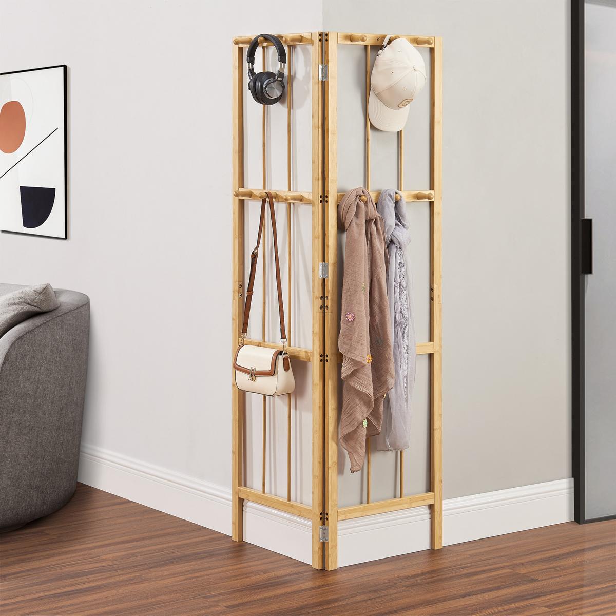 ECKGARDEROBE Hyllestad - Naturfarben, Naturmaterialen (92/165.5/8cm) - [en.casa]