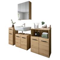 BADMÖBEL-SET 4-teilig in Eiche Artisan, Badezimmer Schrank-Set 180 x 185 cm - Schwarz/Eiche Artisan, Glas/Holzwerkstoff (180/185/30cm) - Inn.Furn