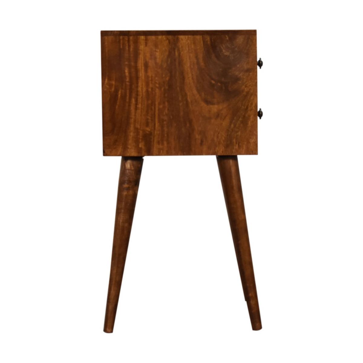NACHTTISCH MINI KASTANIENHOLZ MIT 2 SCHUBLADEN, NORDISCHE BEINE, BEIGE - Beige/Messingfarben, Holz/Metall (30/57/30cm) - Artisan Furniture