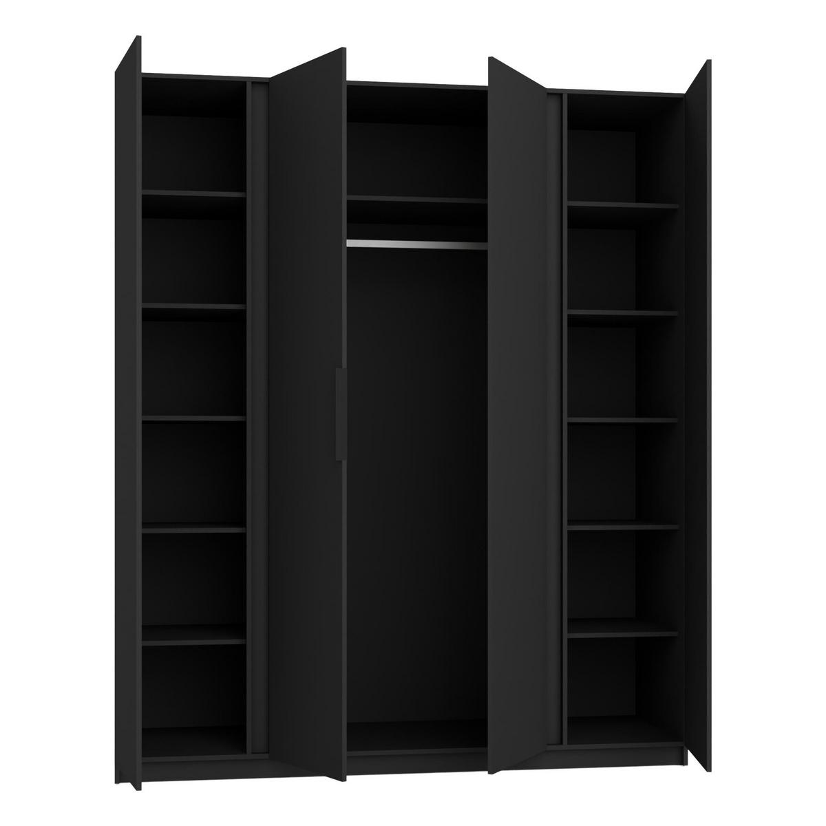 KLEIDERSCHRANK Nehir Schwarz/Eiche Evoke 200 cm - 4T Modern - Eichefarben/Schwarz, Holzwerkstoff/Kunststoff (200/239/61.9cm) - AX Living
