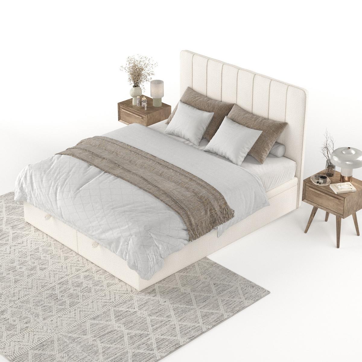 POLSTERBETT Vienna mit Stauraum 120/200 cm Creme im Alta Stoff - Creme/Schwarz, Holz/Holzwerkstoff (120/200cm) - AltaBeds