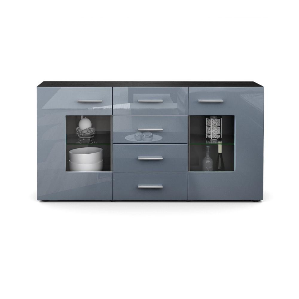 SIDEBOARD Noah Grau Hochglanz - Grau, Holzwerkstoff (139/72/35cm) - Vladon