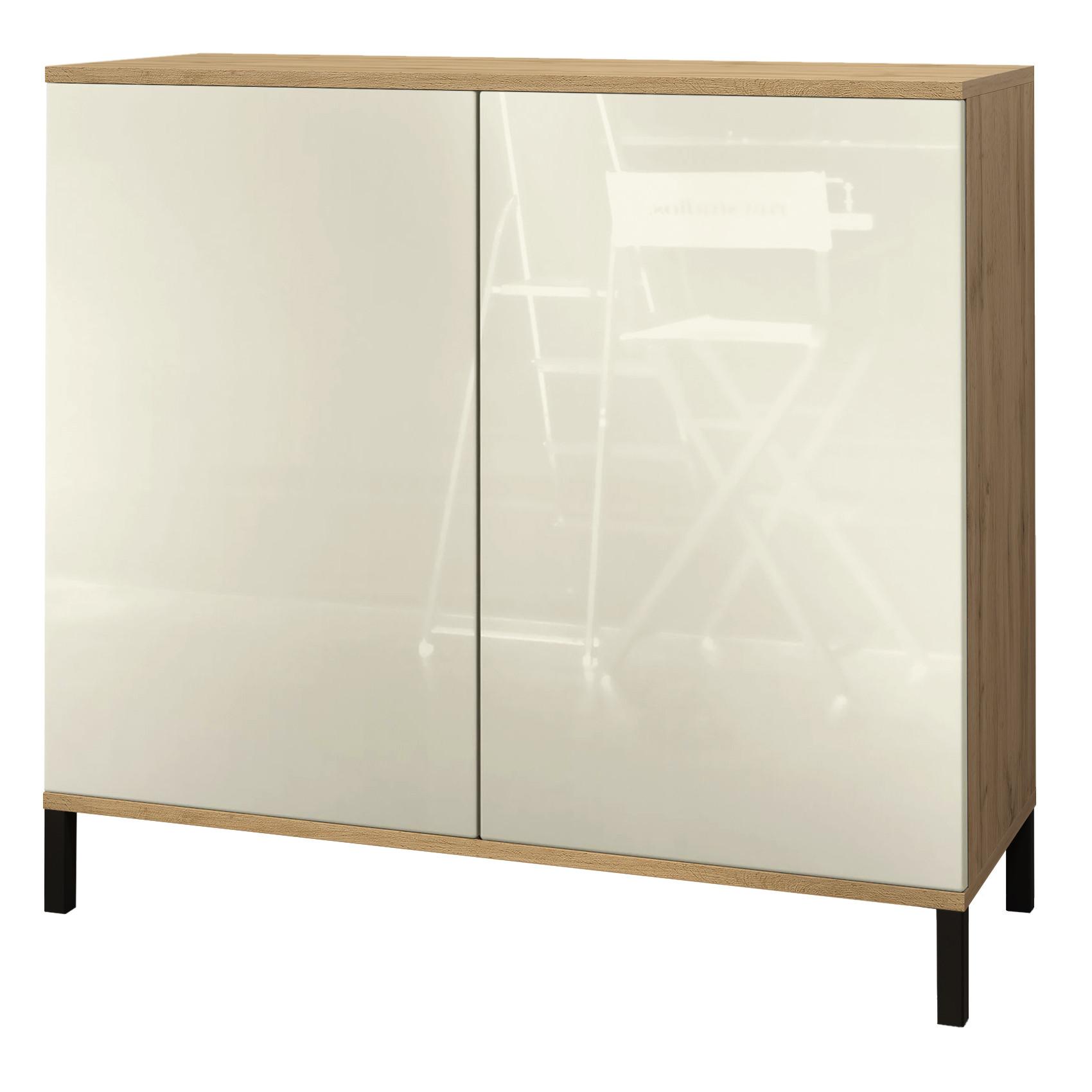 KOMMODE Skadu Creme Hochglanz - Creme, Holzwerkstoff (92.5/83.5/35cm) - Vladon