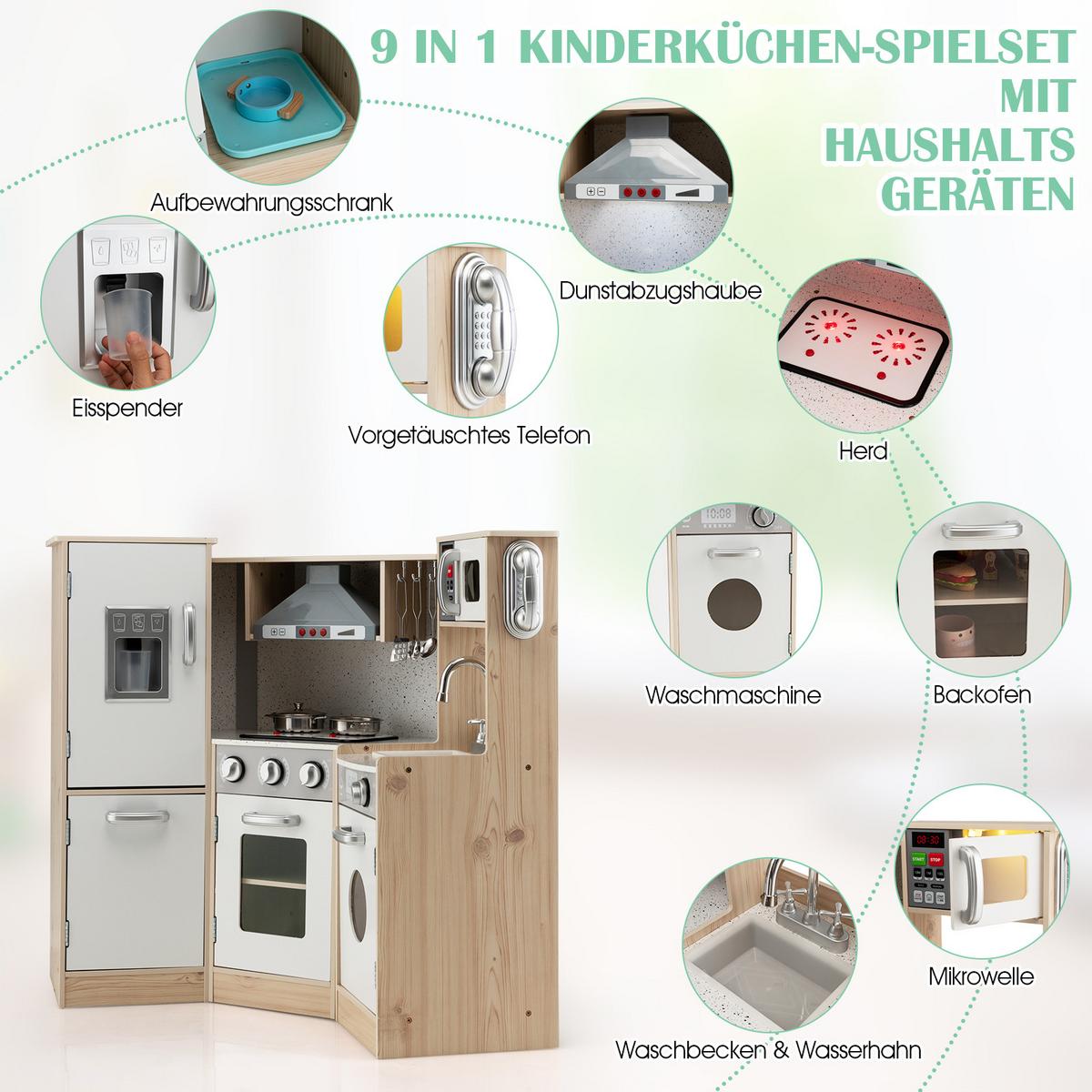KINDERKÜCHEN Natur - Naturfarben, Holzwerkstoff (105/85/49cm) - COSTWAY