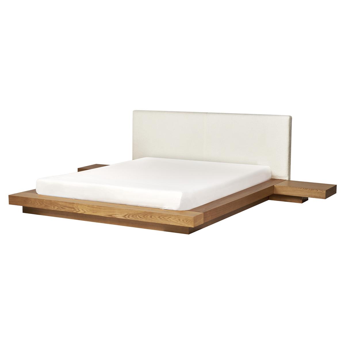 BETT mit Lattenrost 160/200 cm MDF-Platte Hellbraun Zen - Hellbraun, Holz (160/200cm) - Beliani