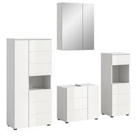 BADMÖBEL-SET 4-teilig weiß Hochglanz 188 x 190 cm, Kombination modern - Weiß Hochglanz/Schwarz, Holzwerkstoff/Kunststoff (188/190/34cm) - Inn.Furn