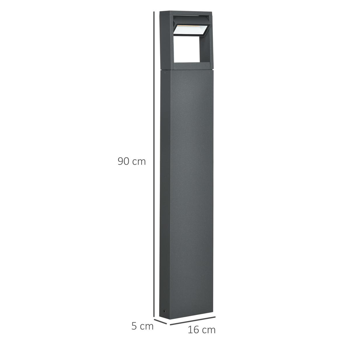 GARTENLAMPE, Aluminium, Dunkelgrau - Dunkelgrau, Metall (16/5/90cm) - Outsunny