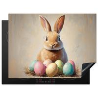 HERDABDECKPLATTE Osterhase - Pastell - Eier Induktionsmatte 71x52 cm - Beige, Kunststoff (71/52/0.2cm) - MuchoWow