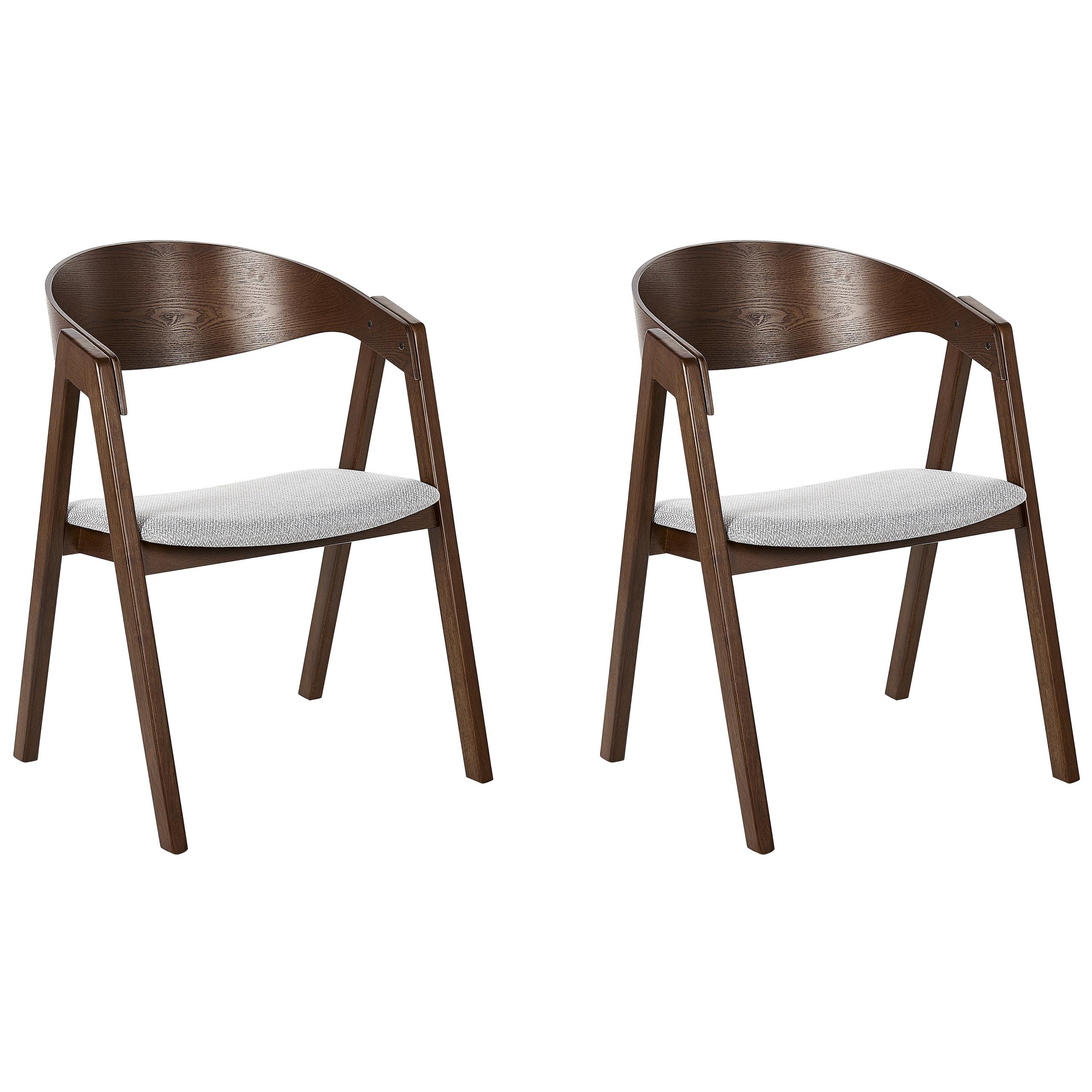 ESSZIMMERSTUHL 2er-Set Holzwerkstoff Dunkler Holzfarbton Yuba - Dunkelbraun, Holz/Textil (56/79/44cm) - Beliani