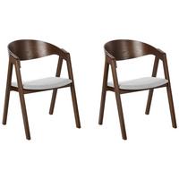 ESSZIMMERSTUHL 2er-Set Holzwerkstoff Dunkler Holzfarbton Yuba - Dunkelbraun, Holz/Textil (56/79/44cm) - Beliani