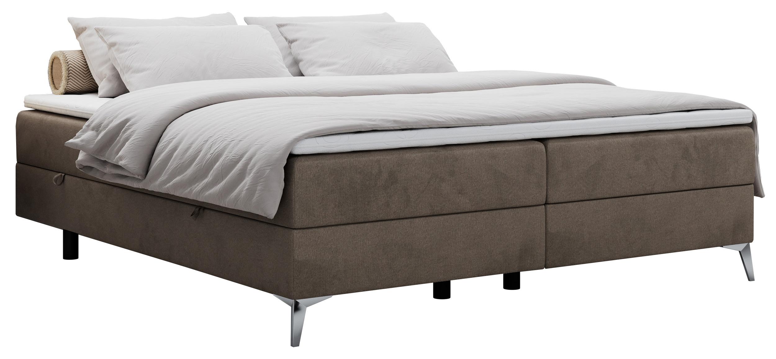 BOXBETT LESS 200/200 Braun Velvet - H4 - Braun, Holz/Textil (200/200cm) - MKS