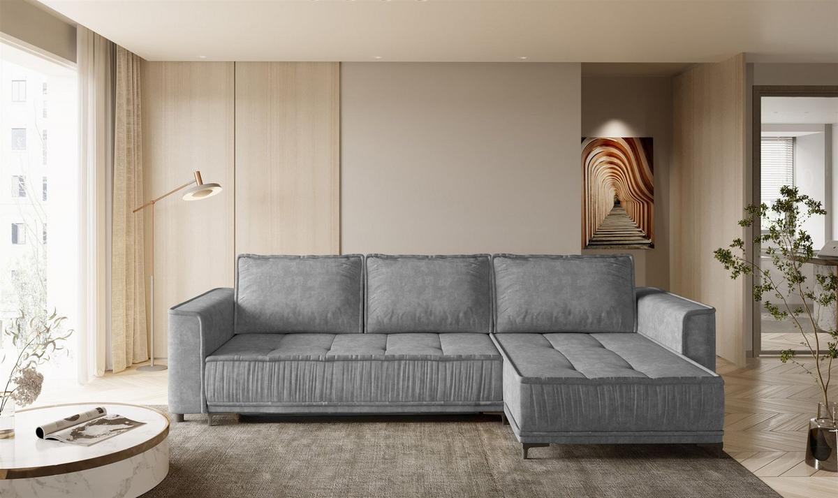 ECKSOFA Juna Mit Schlaffunktion - Grau, Holzwerkstoff/Textil (240/140cm) - Fun Möbel