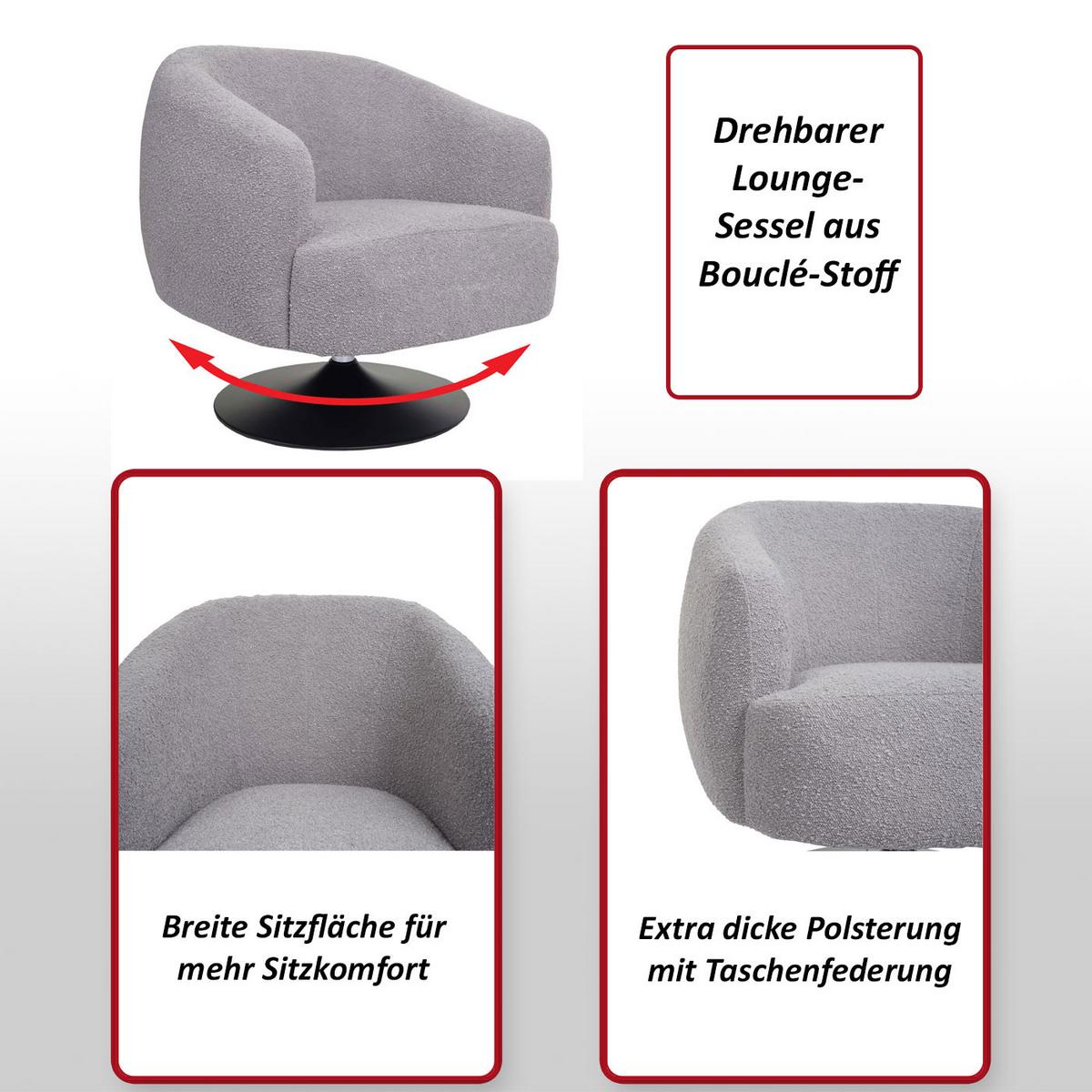LOUNGE-SESSEL Cremeweiß - Weiß, Textil (75/78/83cm) - MCW