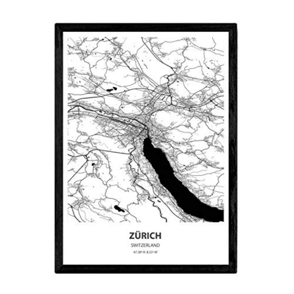 POSTER Zürich - Schweiz A4 Rahmenlos - Klar, Papier (29.7/5/21cm) - Nacnic